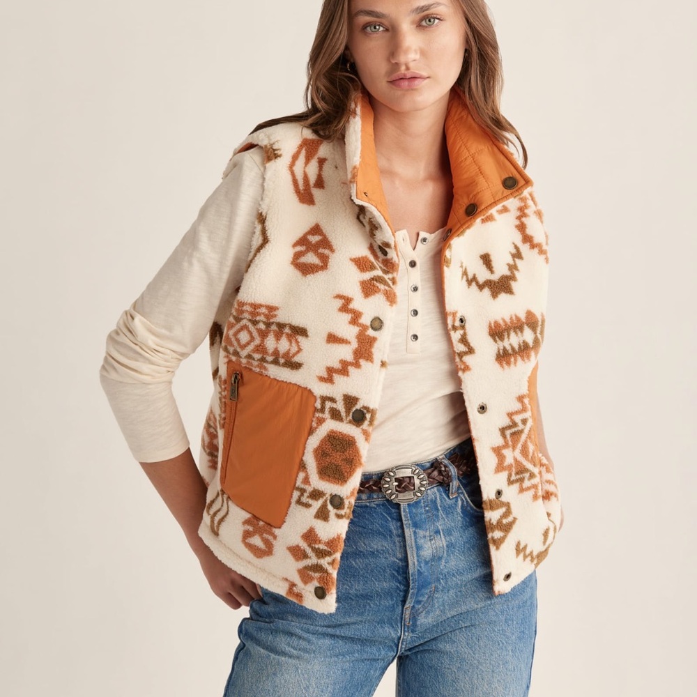 Pendleton WOMEN'S MANZANITA REVERSIBLE VEST highland ridge tomato fleece NWT